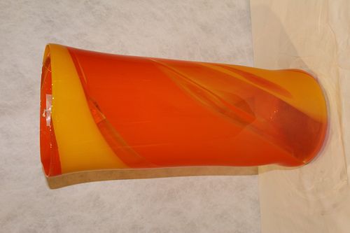 Murano Art Glass Cylinder Vase  in Orange and Yellow