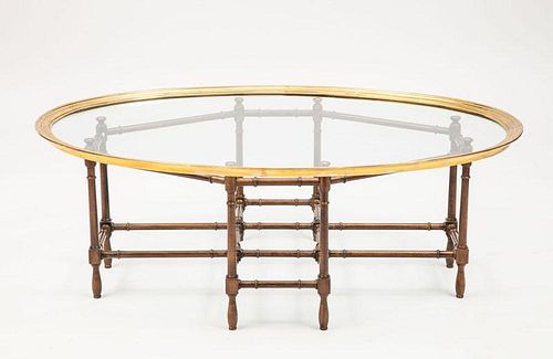 Brass-Mounted Glass Tray Top Table