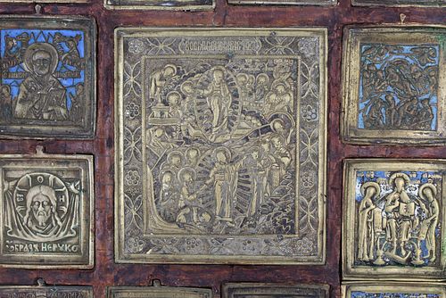 Antique 13-Part Inlaid Russian Icon