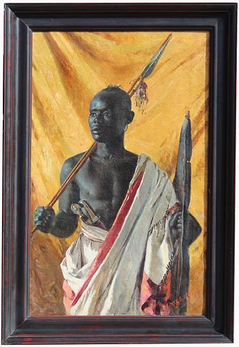 Antique Orientalist Painting of a Guard, Signed