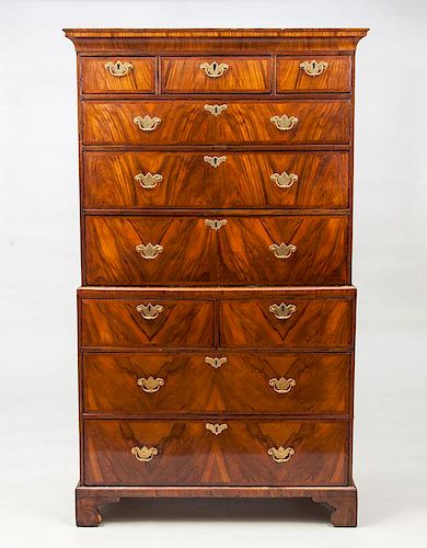 George III Style Walnut Chest on Chest