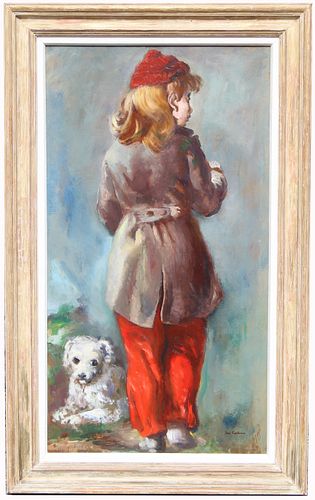 Jon Corbino (1905-1964) "Girl with White Poodle"