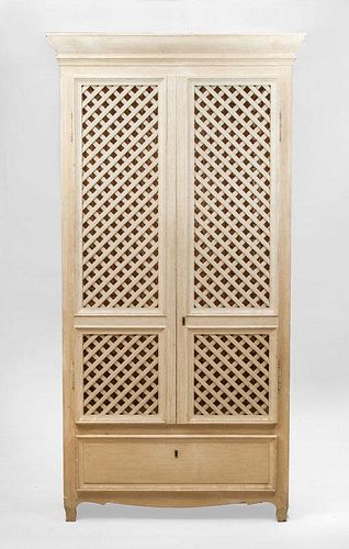 French Painted Trellis-Work Bookcase