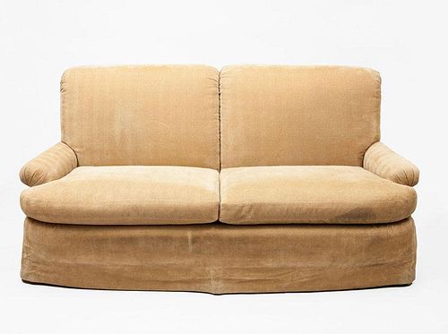 Upholstered Beige Two-Seat Sofa