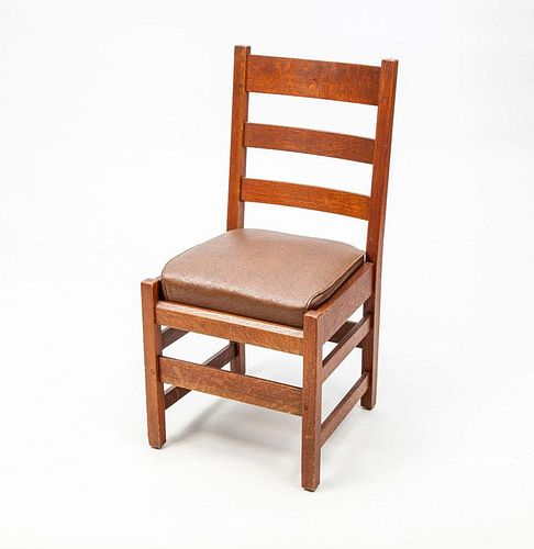 Arts and Crafts Oak Ladder-Back Side Chair