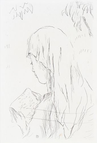 Pierre Bonnard, "Jeune Fille Lisant" Etching