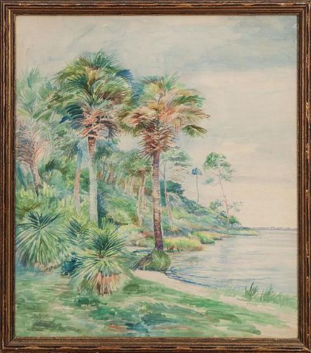 Attributed to Lyman Sherman Putnam (1871-1953): Palm Trees Along The Coast