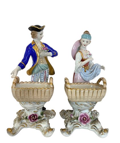 Pair Fine Porcelain Figures with Baskets
