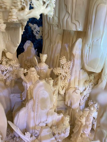 Massive Hand Carved Bone Dragon Mountain 