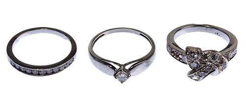 18k and 10k White Gold and Diamond Rings