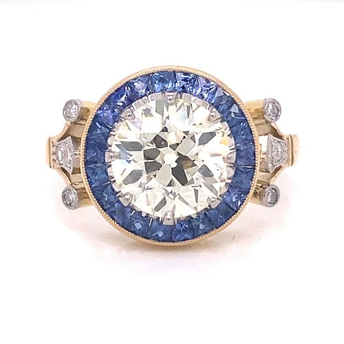 Platinum Gold Diamond Sapphire Ring