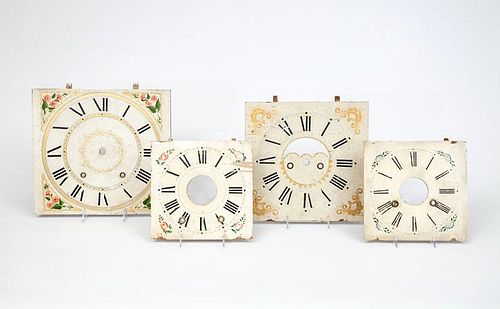 Four Painted Wood Clock Faces