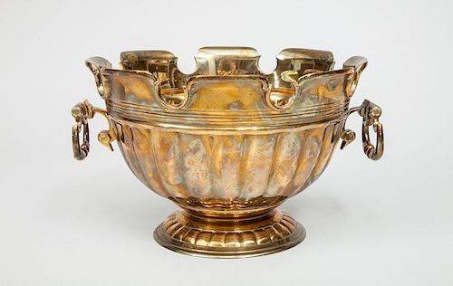 Brass Mottahedeh Adaptation Bowl with Drop Handles