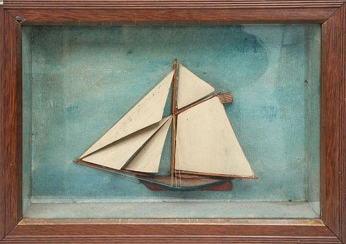 American Painted Wood Half Boat Model