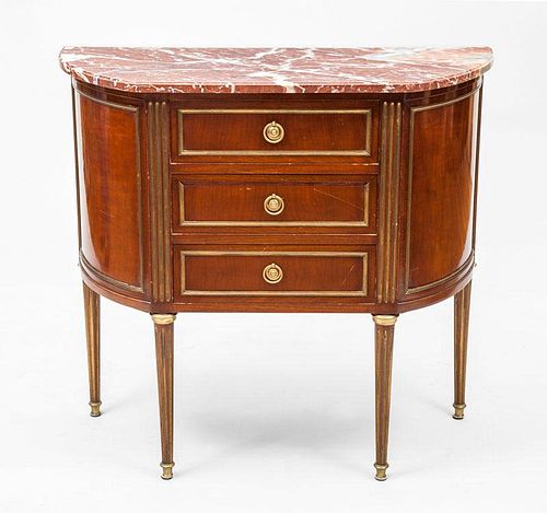 Directoire Style Brass-Mounted Mahogany D-Shaped Commode