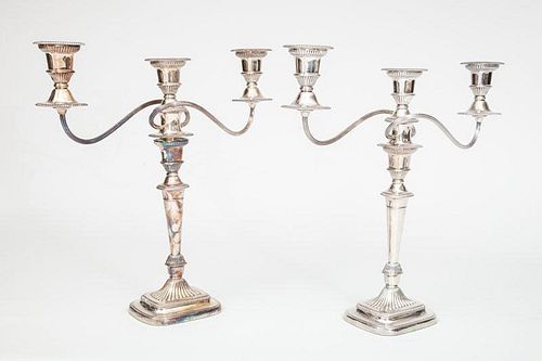 Pair of English Silver-Plate Candlesticks