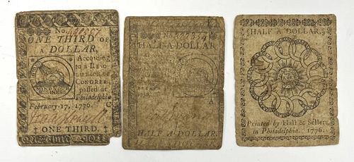 Three Continental Currency Notes