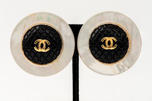 Chanel Abalone Circle Earrings