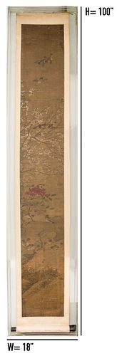 Large Chinese Bird and Flower Scroll on Silk