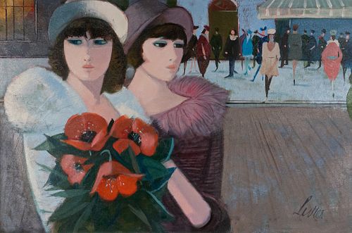 Charles Levier Oil on Canvas Le Lilles Aux Fleurs