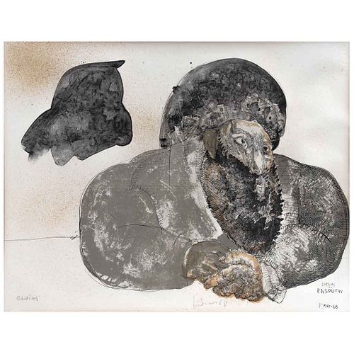 JOSÉ LUIS CUEVAS, Dreams of Rasputinn, de la carpeta Crime by Cuevas, Firmada y fechada 69, Litografía Artist Proof, 55.5 x 72 cm