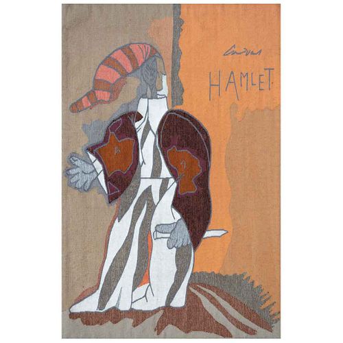JOSÉ LUIS CUEVAS, Hamlet, 1975, Con firma y fecha bordada, Tapiz s/n, 150 x 102 cm. Con copia de factura de compra.