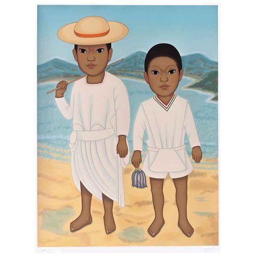 GUSTAVO MONTOYA, Sin título, de la serie Niños Mexicanos, Firmada, Serigrafía P.T., 60 x 45 cm