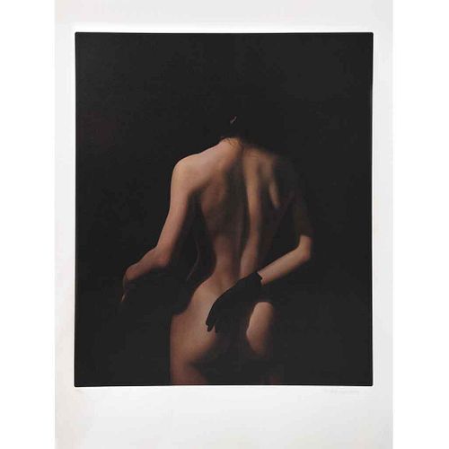 SANTIAGO CARBONELL, Mujer con guante negro, Firmada Litografía offset 19 / 250, 64.5 x 47 cm