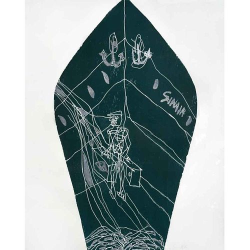EMILIANO GIRONELLA PARRA, Sinaí, Firmada Xilografía y serigrafía en hoja de plata 5 / 5, 139.5 x 111 cm