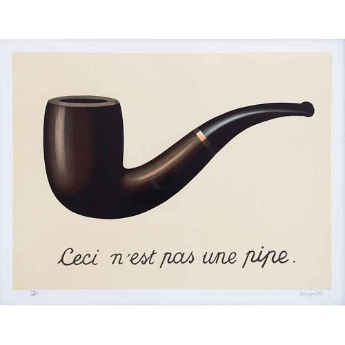 RENÉ MAGRITTE, Ceci n'est pas une pipe , Firmada con sello, Litografía 58/275, edición póstuma, 38 x 52 cm, con sello.