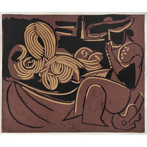 PABLO PICASSO, De la carpeta Pablo Picasso - Grabados al linóleo, 1963, Sin firma Linoleograbado de una edición de 520, 27 x 32 cm