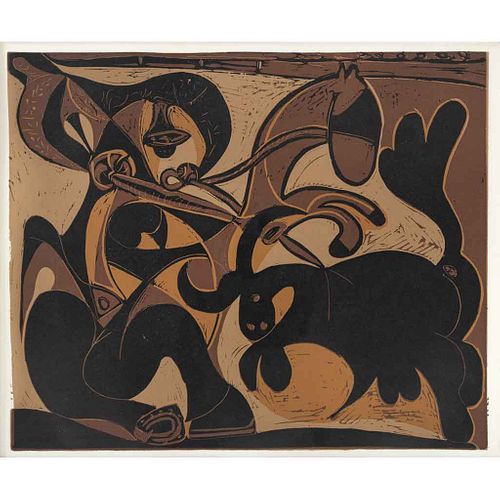 PABLO PICASSO, De la carpeta Pablo Picasso - Grabados al linóleo, 1963, Sin firma Linololeograbado de una edición de 520, 27 x 32 cm