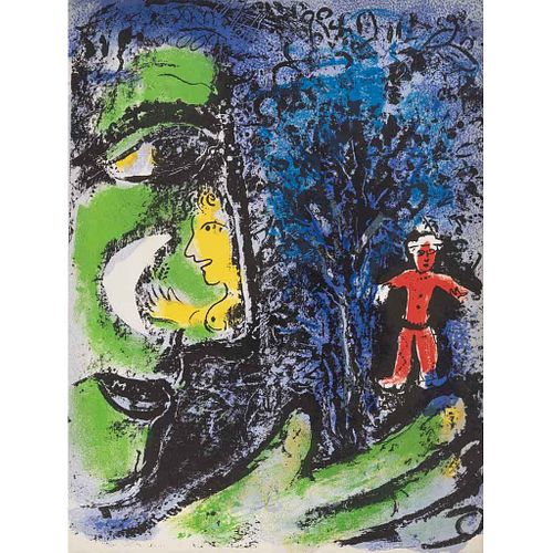 MARC CHAGALL, Le profil et l'enfant rouge, del libro Chagall Lithographe, Sin firma, Litografía sin número de tiraje, 32 x 24 cm