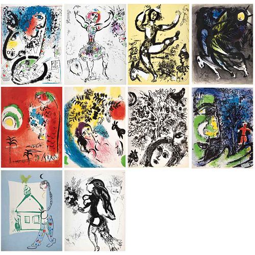 MARC CHAGALL, Del libro Chagall Lithographe, Sin firma, Litografías S/N, 32.5 x 24.5 cm. Pzs:10