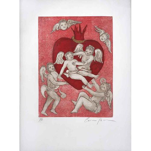 CARMEN PARRA, Los ángeles de mi corazón, Firmada Serigrafía P. A.,  60 x 44.5 cm