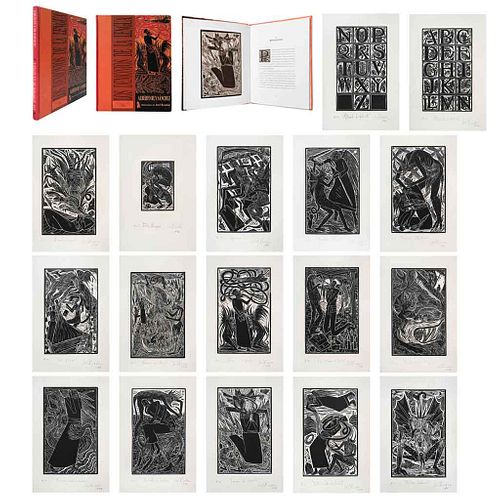 JOEL RENDÓN, Los demonios de la lengua, Firmadas y fechada 1998 Xilografías P. A., 28 x 19 cm