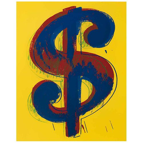 ANDY WARHOL, Dollar Yellow, Con sello en la parte posterior, Serigrafía 334 / 1000, 50 x 40 cm, Con certificado