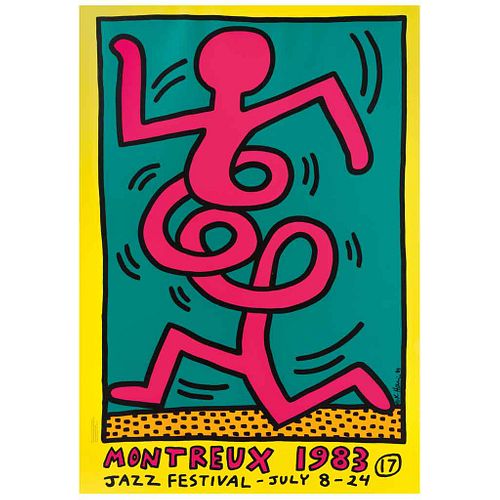 KEITH HARING, Cartel del Festival de Jazz de Montreux de 1983, Firmada y fechada 83, Serigrafía S/N, 99 x 69 cm