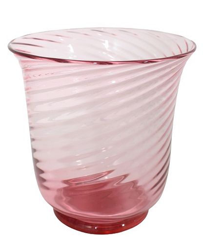 Steuben Cranberry Swirl Vase