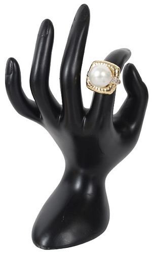 South Sea White Drop Pearl 14K Yellow Gold Ring