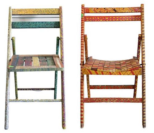 (2) Val Dwek (20th C) American, Painted Chairs