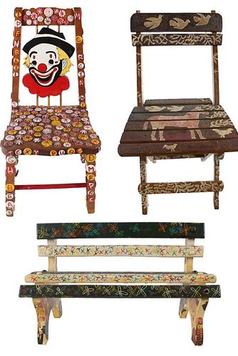 (3) Val Dwek (20th C) Hand Designed Mini Chairs
