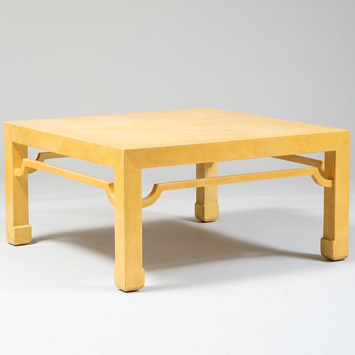 Modern Goat Skin Parchment Low Table, in the Asian Taste