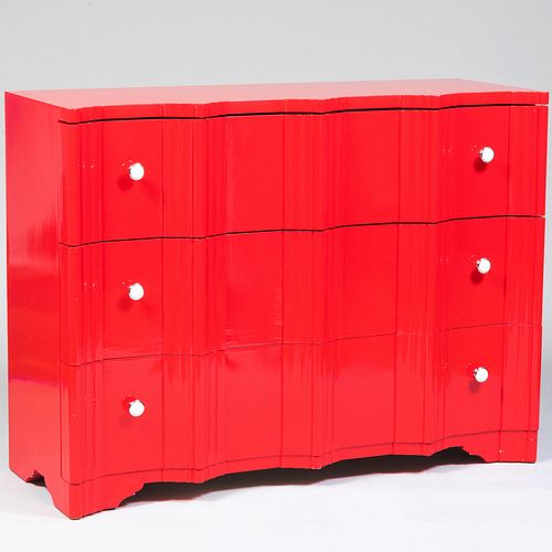 Contemporary Red Lacquer Chest of Drawers