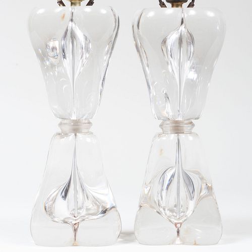 Pair of Modern Molded Glass Lamps