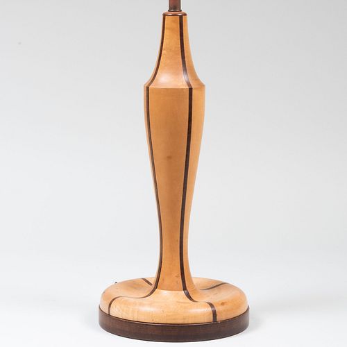 Contemporary Inlaid Wood Table Lamp