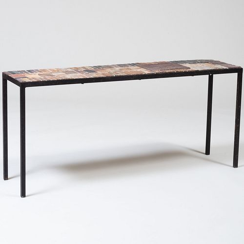 Contemporary Tile-Top Wrought-Iron Table
