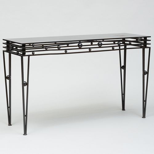 Contemporary Black Painted Metal Console Table