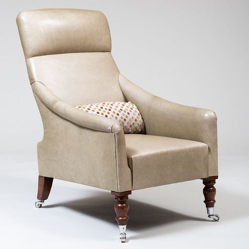 Contemporary Leather Upholstered Armchair, in the Edwardian Taste