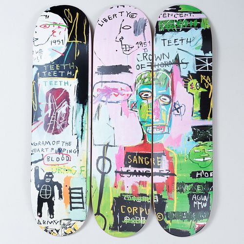 After Jean-Michel Basquiat (1960-1988): Skateboard Triptych